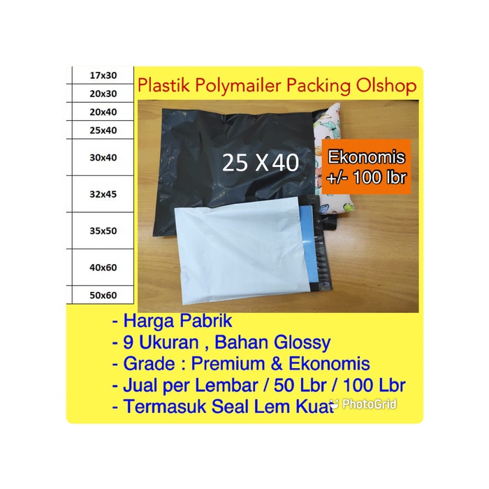 

Sale Polymailer Putih 25X40 Amplop Plastik Packing 100 Lbr Hitam Glossy Limited