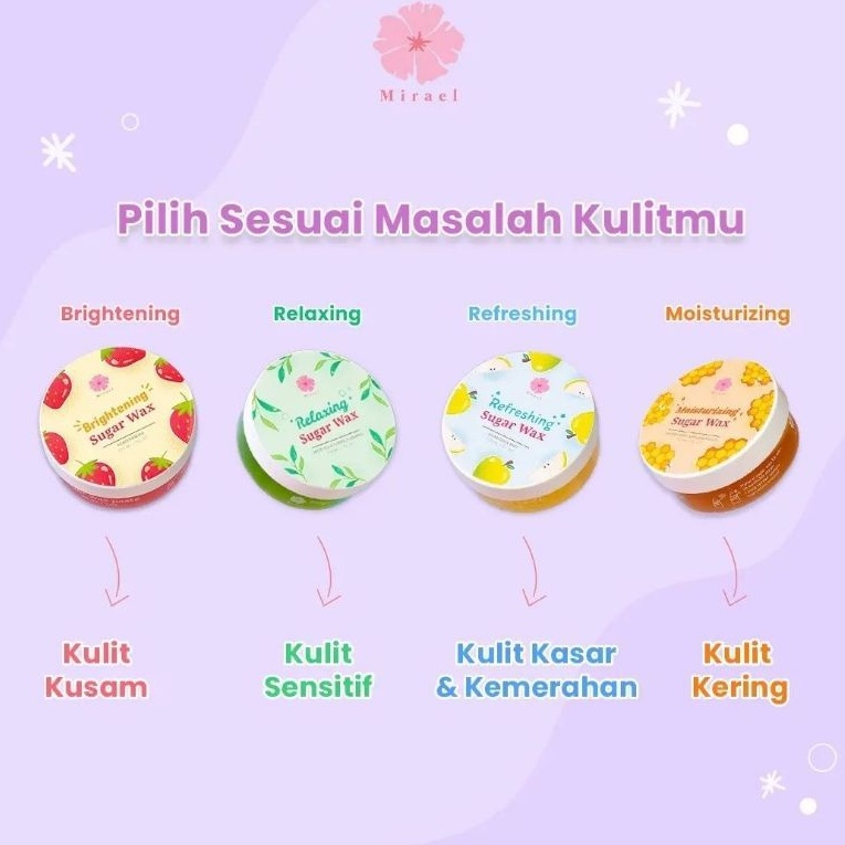 Mirael SUGAR WAX WAXING KIT strawberry apple greentea honey passion fruit pencabut bulu kaki