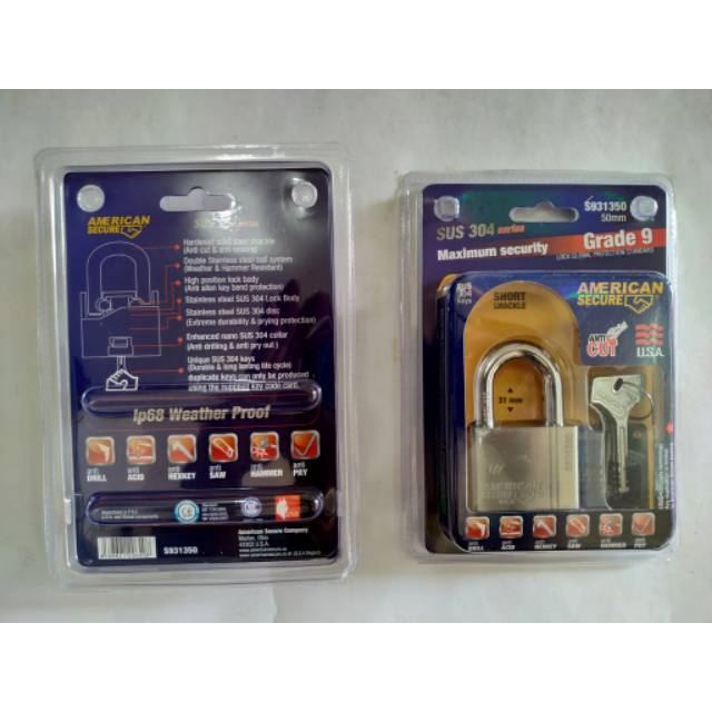 GEMBOK AMERICAN TOOL 50MM LEHER PENDEK ANTI POTONG DAN CAIRAN KIMIA