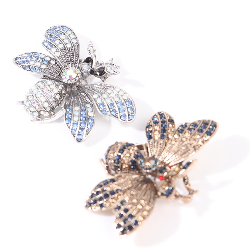 Bros Pin Bentuk Lebah Vintage Bahan Metal Aksen Berlian Imitasi Untuk Wanita