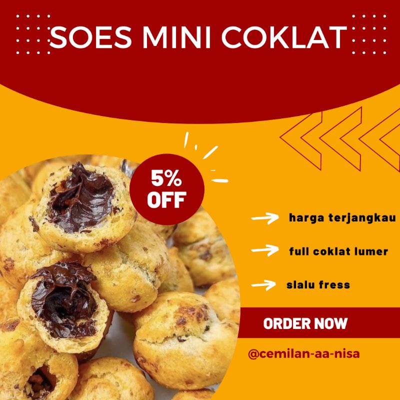 

soes mini coklat cemilan snack viral ringan murah