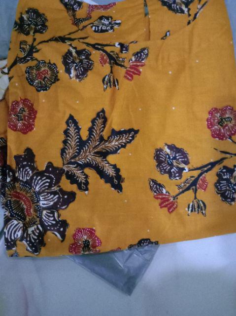 Blouse Blus Batik Wanita Cewek Kerja Motif Bunga Warna Kuning Premium Unggul Jaya Kemeja Batik Kerja