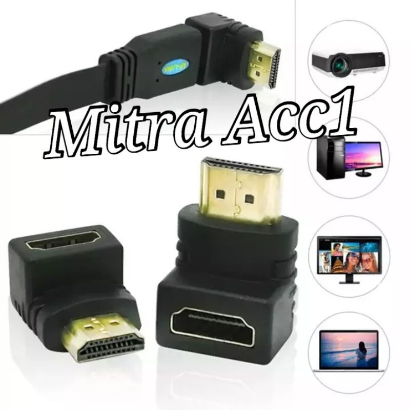 HDMI SIKU L 90 Derajat Male to Female Connector Adapter HDMI To HDMI Penghubung TV Projector