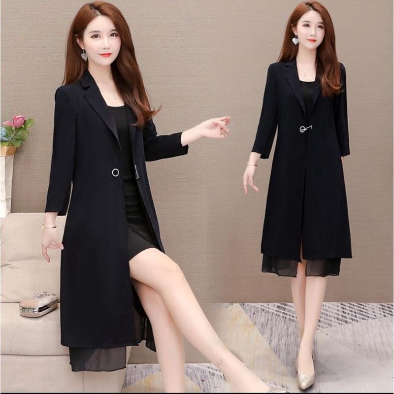 Outer Long Coat premium import bergaya korea