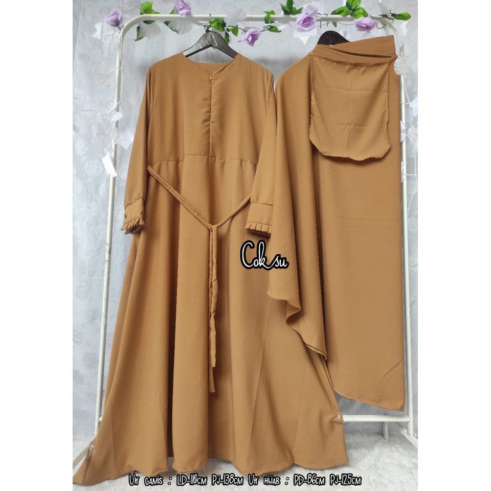 GAMIS SET HIJAB SYAR&quot;I PLUS CADAR POLOS