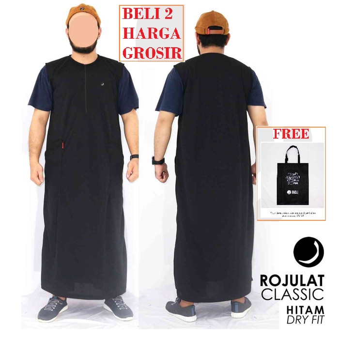 Sholat-Rompi- Rojulat Classic / Rompi Jubah Sholat / Rosal Panjang / Rosal Jubah - Hitam, M -Rompi-