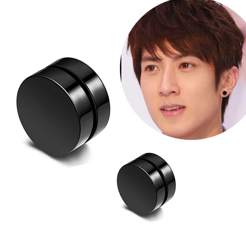 ANTING MAGNET PRIA WANITA WARNA HITAM 1PCS