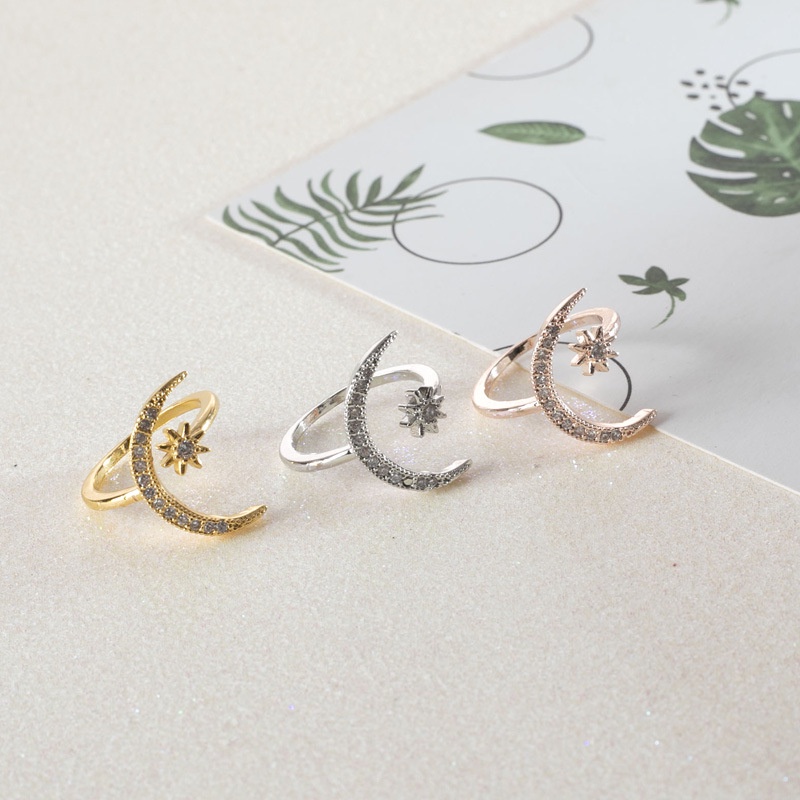 Cincin Bintang Mode Bulan Cincin Terbuka Etnis Cincin Aksesoris Fashion Wanita