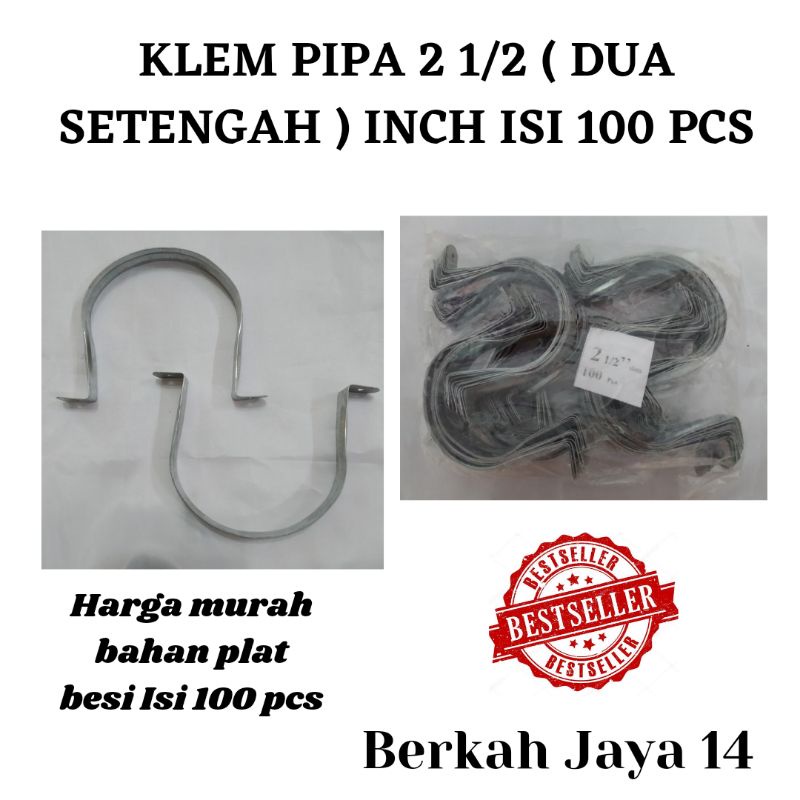 KLEM BESI PLAT PIPA UKURAN 2 1/2 INCH HARGA MURAH BARANG BERKUALITAS ISI 100 BIJI PER PACK TERLARIS