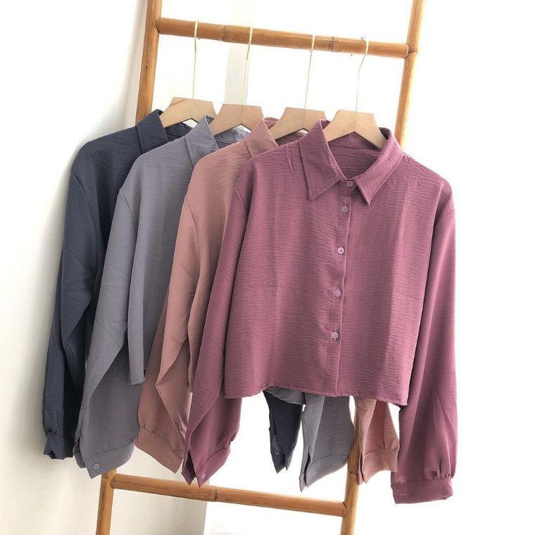 MLN.7119– Premium Series HEXA Crop Blouse Jumbo Big Size Ukuran S M L XL XXL XXXL 4XL 5L 2XL 3XL Kem