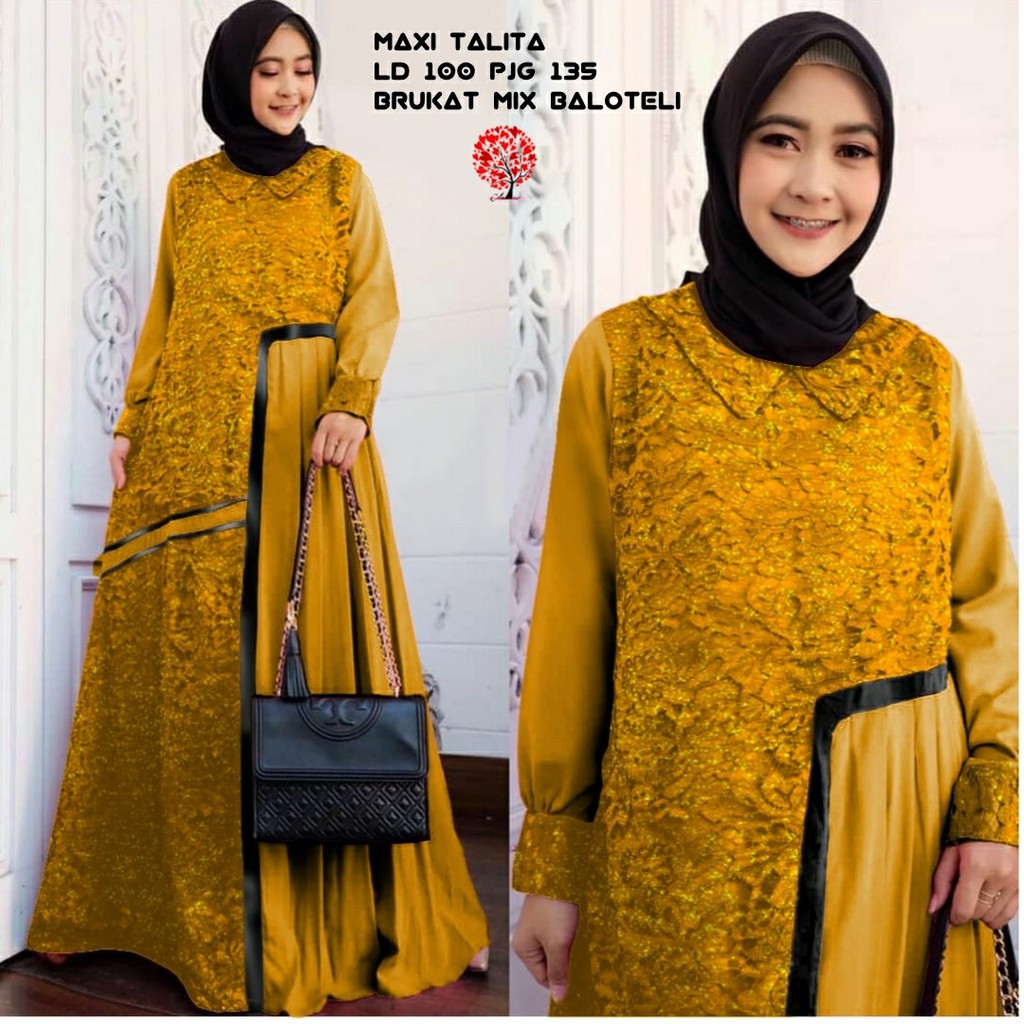 002 MAXI TALITA Busana Muslim Baju Pakaian Gamis Maxi Dress Baru Murah Grosir TanahAbang