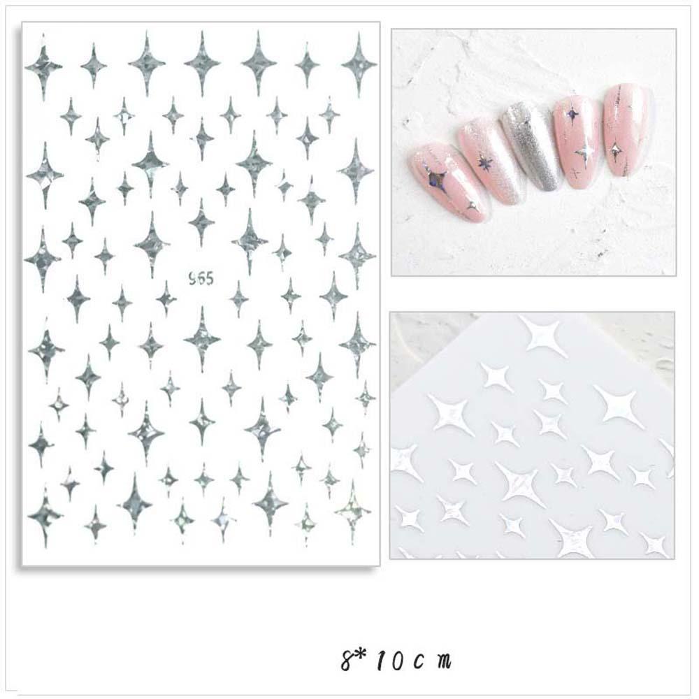 Rebuy Stiker Nail art 3D Silver Star Laser Manicure