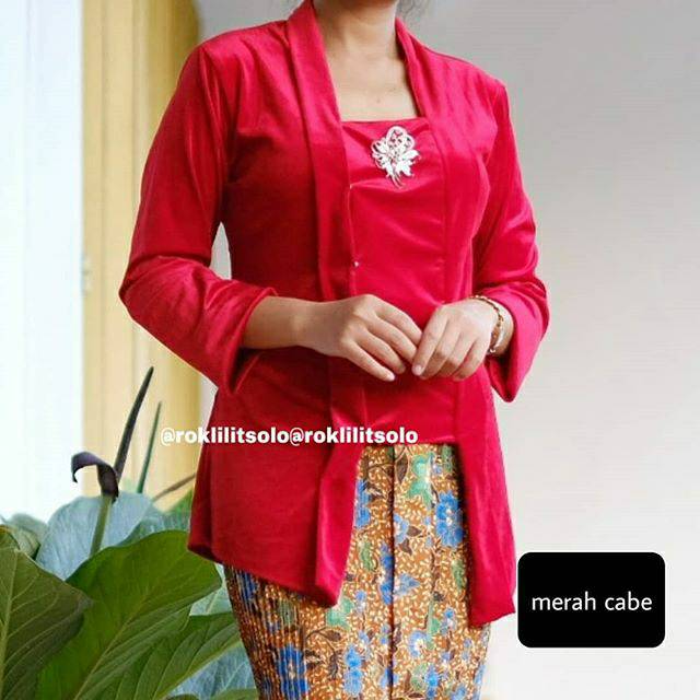 kebaya kutubaru bludru polos / kutubaru klasik