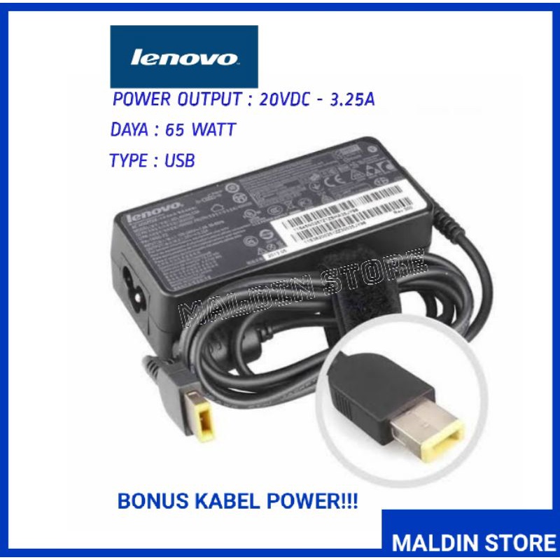 Adaptor/Charger Laptop Lenovo S210 E10-30 G40-45 G40-70 K2450 20V 3.25A USB OEM Casan Lenovo Murah