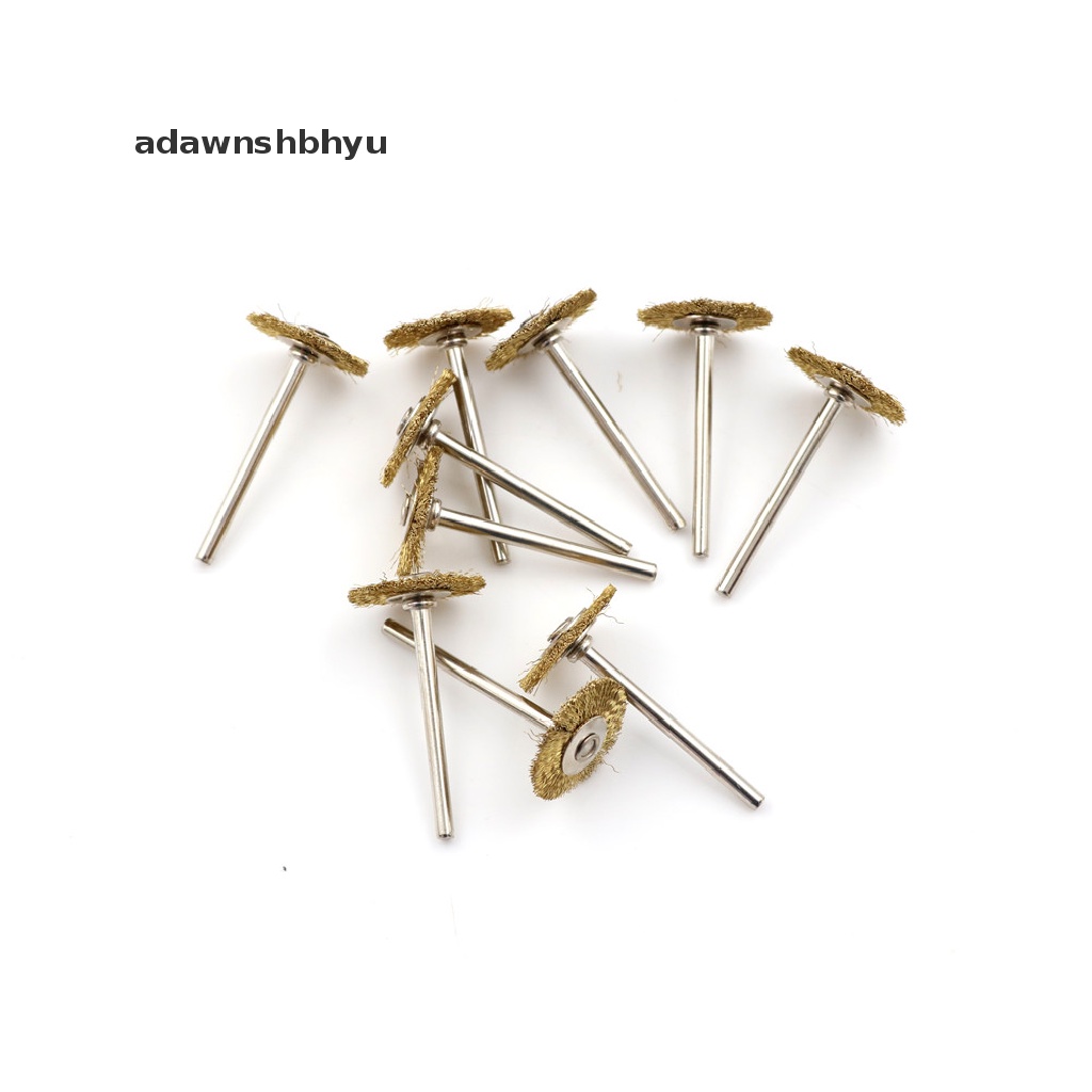 Adawnshbhyu 10PCS 22MM Kuningan Wire Wheel Brushes Alat Poles Untuk Die Grinder Power Rotary