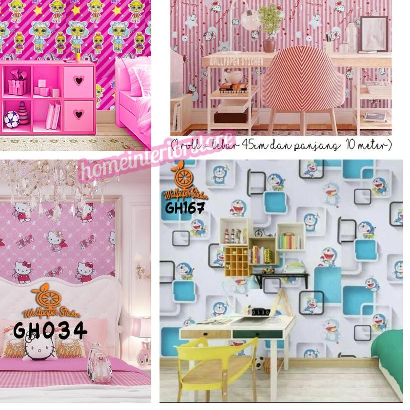 ➫ [] MURAH WALLPAPER DINDING 45CMX10M WALPAPER STIKER DINDING BATA GARIS BATIK KARAKTER CY1067 LOL