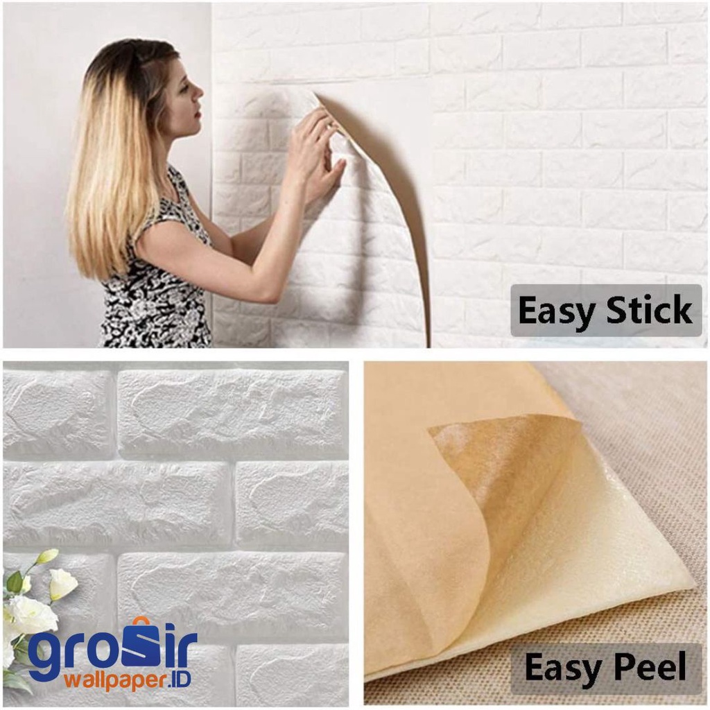 WALLPAPER FOAM BATA PUTIH WALLFOAM BUSA DINDING KAMAR 3D RUANG TAMU TERMURAH PREMIUM HIGH QUALITY /  STICKER DINDING WALLPAPER FOAM 3D KUALITAS TERBAIK