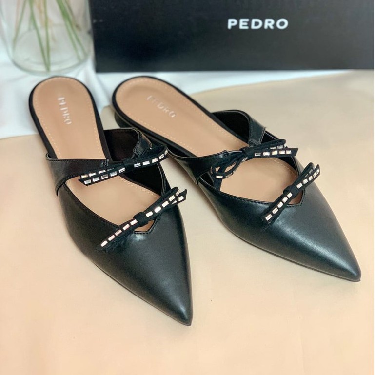 [7.7 Boombastis Sale⚡] - SEPATU WANITA PS080 LEATHER FLAT MULES PREMIUM IMPORT