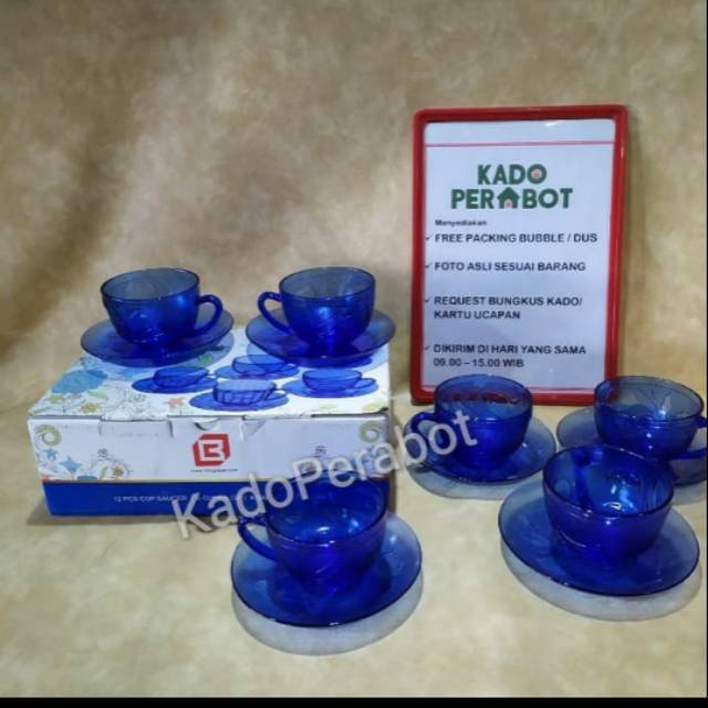 Cangkir set java collection 12pcs - tea set kaca 6 cangkir