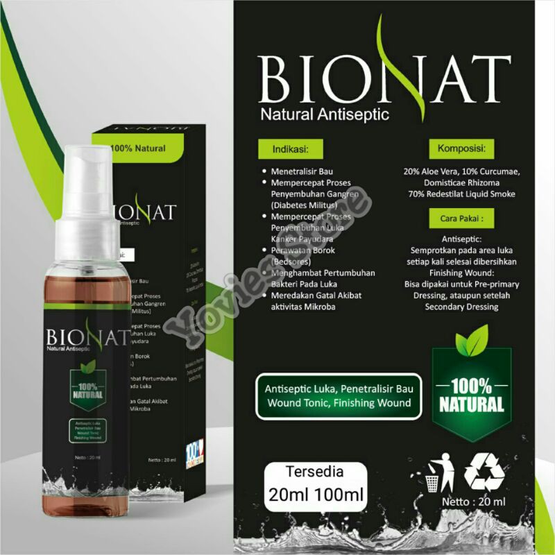 Obat Luka Kanker Gangren Diabetes Herbal - Bionat Spray Penghilang Bau Luka 20ml