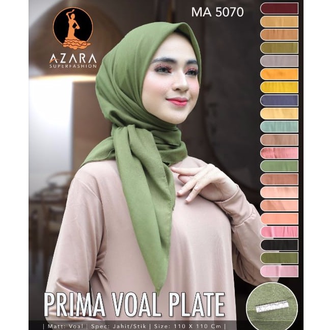 Hijab segiempat Prima voal plate by Azara