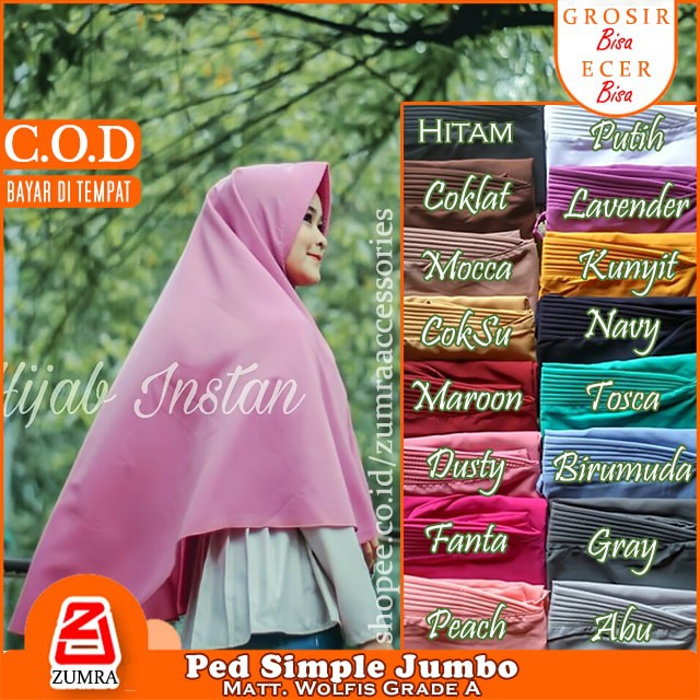 Hijab Instant Harian Jumbo Ped Syari Kerudung Instan Polos Jilbab Bergo Syria Basic Zaida Instant Murah