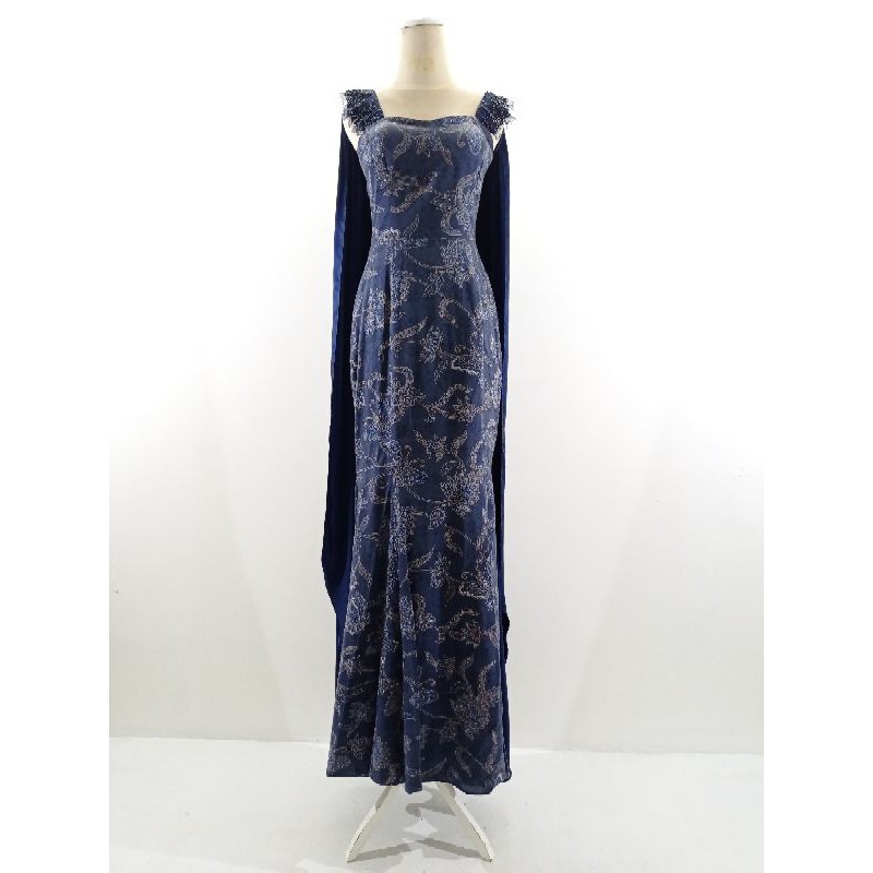 Gaun batik doby motif abu-abu kombinasi brokat dan satin