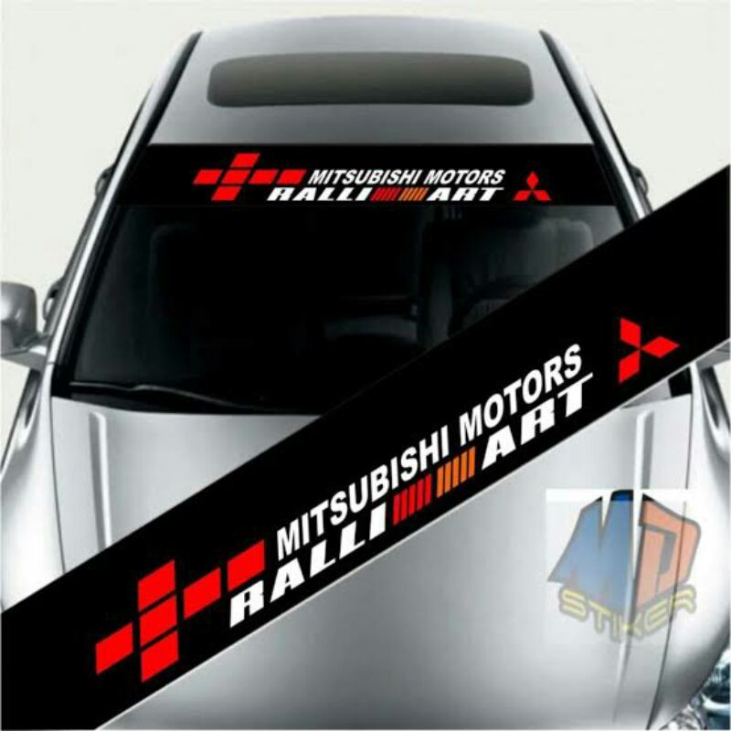Stiker Kaca Depan Mobil Logo Ralliart Mitsubishi Motors