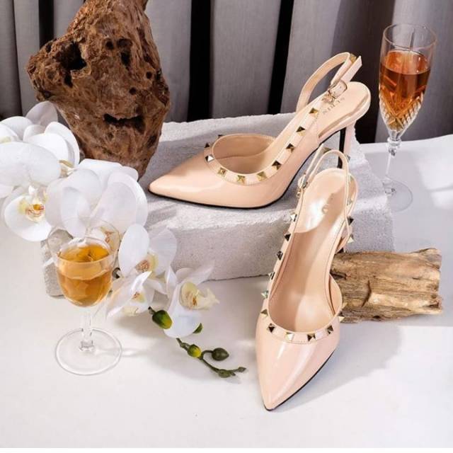 Sepatu Hak Wanita Surin Shoes Jane Beige Mint Sepatu Kantor Kerja Heels Kondangan Wedding Shoes