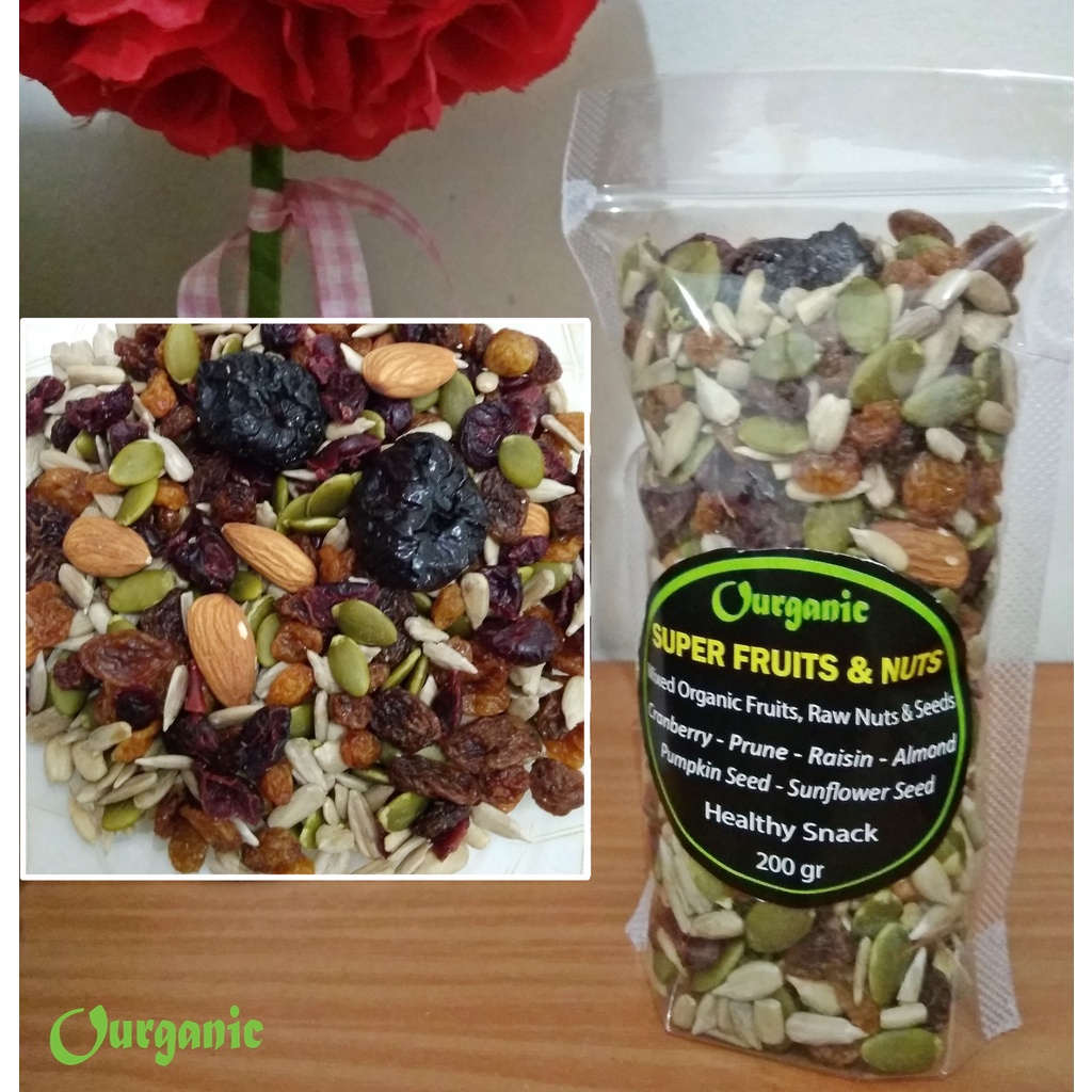 

Mix Dried Fruit Nut Seeds 200 gram - Cranberry Raisin Plum Prune Almond Pumpkin Sunflower Seed Trail Mixed Dry Raw Mentah Buah Kering Kacang Biji Bijian Camilan Cemilan Snack Sehat Diet Campuran Campur Oat Oatmeal