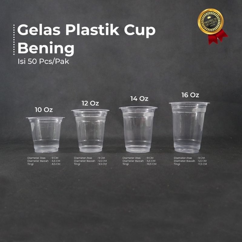 Gelas Cup Plastik Bening/Gelas Plastik Bening Tanpa Tutup (50pcs)