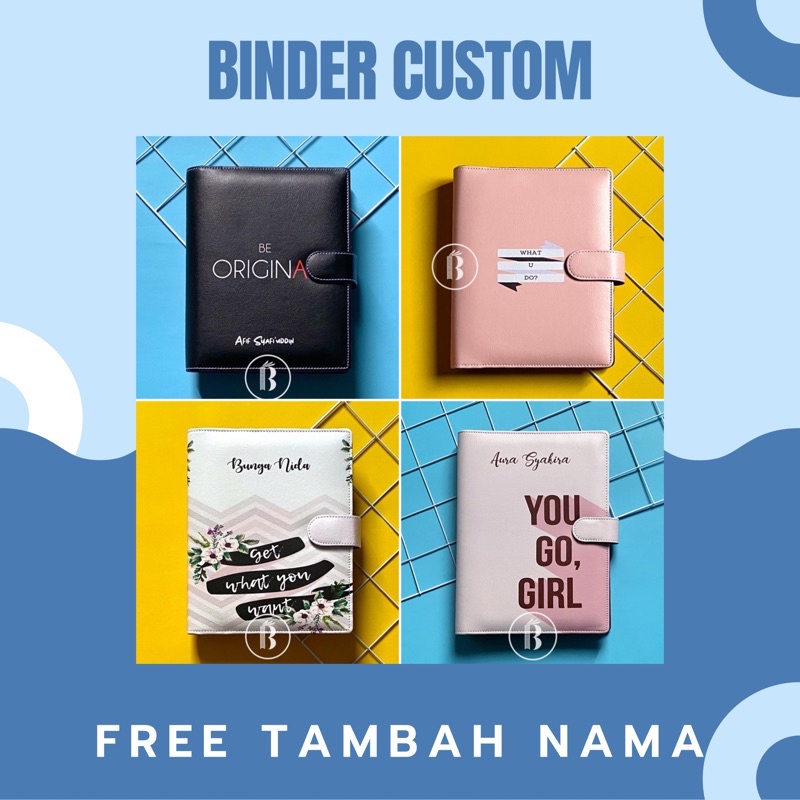 

Binder CUSTOM Quotes FREE Tambah nama Multiring 20ring A5 / 26ring B5 / 6ring A6 Planner Notebook