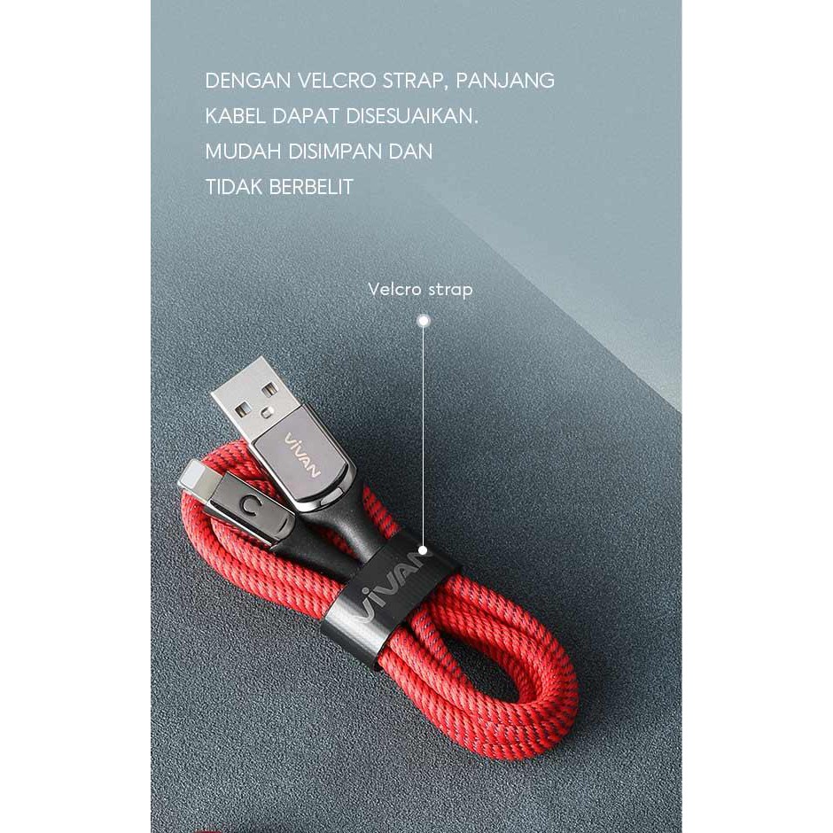 Vivan VZL100 3A Apple Auto Smart Chip Smart Power Off with LED Light Data Cable