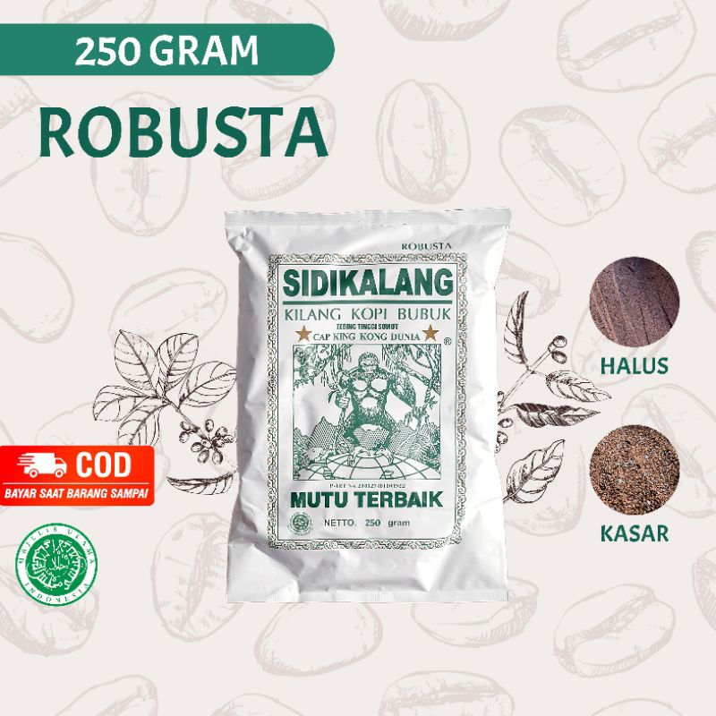 

Kopi Bubuk Robusta (250gr) Sidikalang Cap King Kong Dunia.