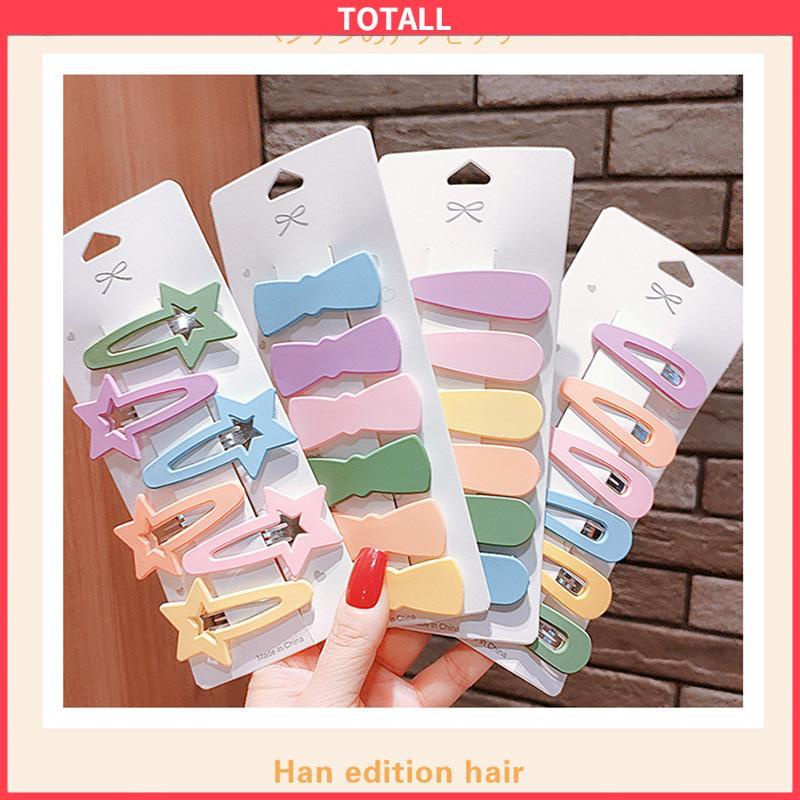 COD 6 PCS Sederhana Temperamen Jepit Rambut Gadis Sisi Poni Jepit Rambut Rusak Rambut Permen Klip Warna-Totall