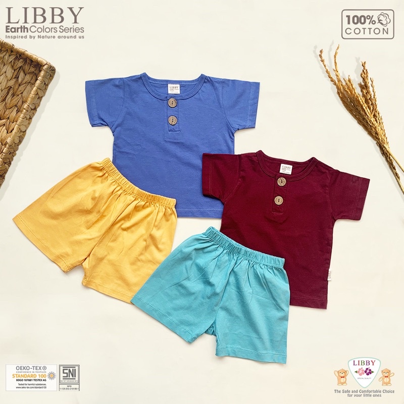 LIBBY FAVE SET - LIBBY EARTH COLORS SERIES SETELAN PENDEK - Libby baju bayi/setelan piyama anak