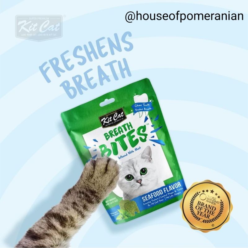 KIT CAT breath bites 60gr snack cemilan kucing pembersih gigi mulut napas cat food