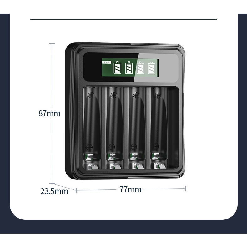 Rechargeable Charger a2 a3 4 Slot Indikator LCD Display Charger Baterai 4 Slot AA AAA Ni-Mh/Ni-cd Charing Carger Batteray