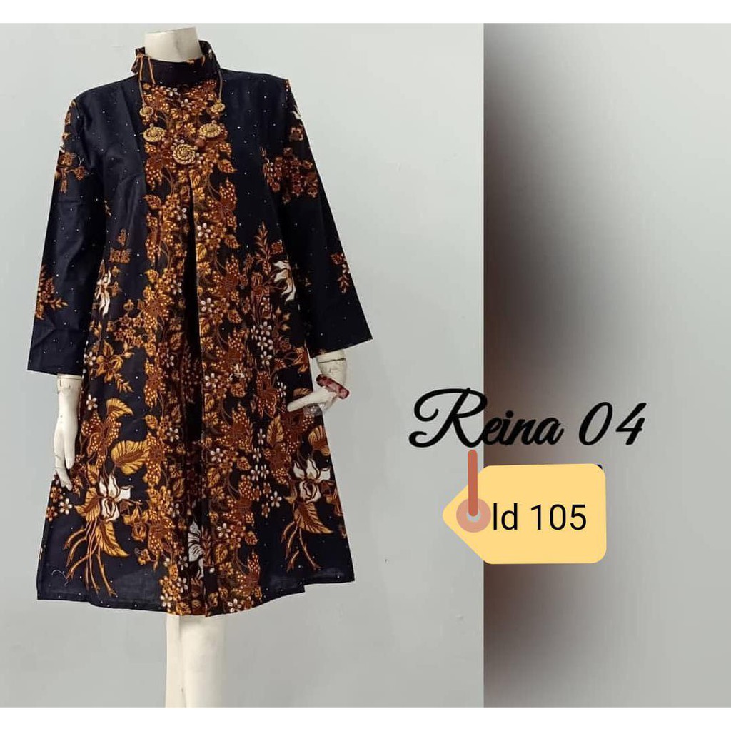 Tunik Batik Reina  Motiv Bunga Bahan Katun Primisima Unggul Jaya Ukuran All Size Ld 105 Cm