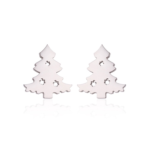 LRC Anting Tusuk Fashion Stainless Steel Christmas Tree Earrings Q37195