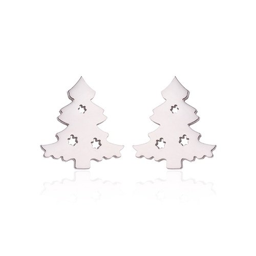 LRC Anting Tusuk Fashion Stainless Steel Christmas Tree Earrings Q37195