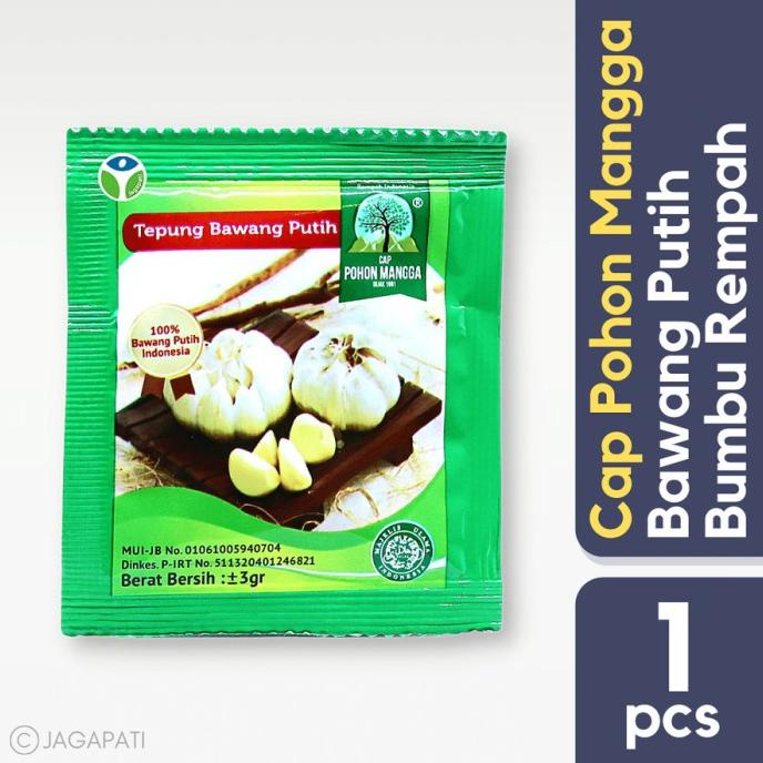 

Cap Pohon Mangga - Bawang Putih Bubuk 3gr (Satuan) - Bumbu Masak