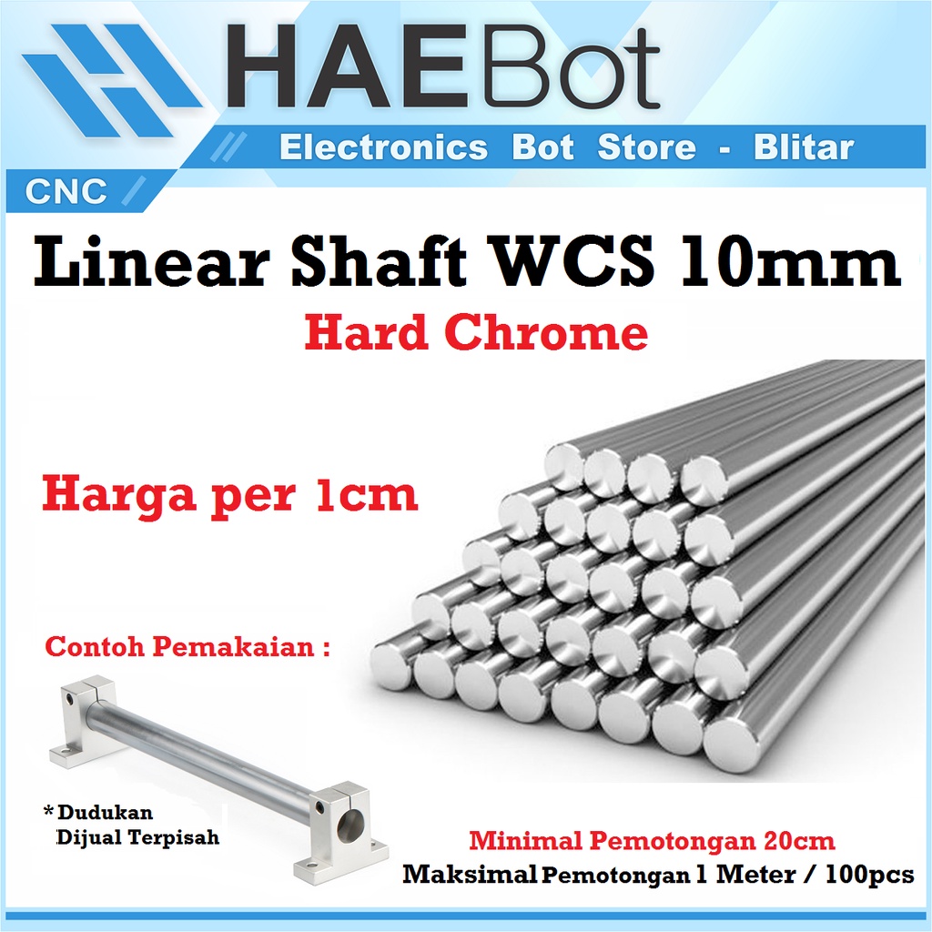 [HAEBOT] Linear Shaft WCS10 10mm As Besi Polos CNC Hard Chrome Steel 3D Printer Harga 1cm Mekanik Part Slider Batang