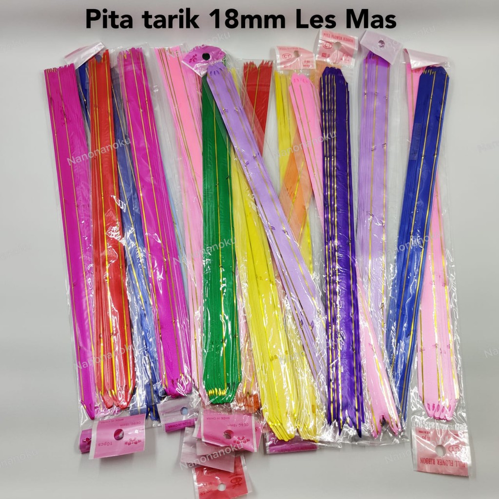 [10 pcs] Pita Tarik 18 mm Pita Serut Motif dan Les Mas