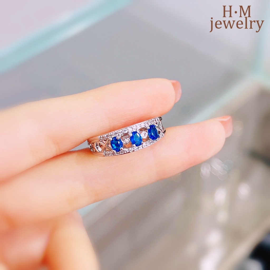 Cincin Sapphire Bahan S925 Silver Stackable