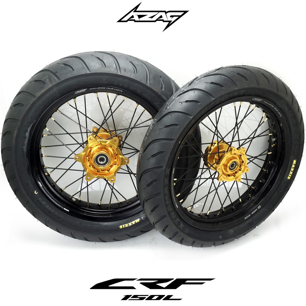 BAN SET SUPERMOTO CRF 150 ring 17 SCARLET TROMOL SCARLET MAXXIS