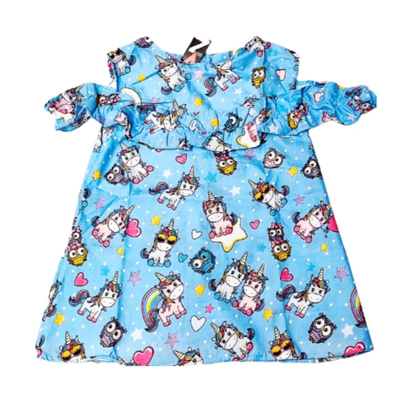 Daster Anak Perempuan Dress anak Model Sabrina Karakter LOL Unicorn lebah biru lebah kuning Random usia 1-8 tahun