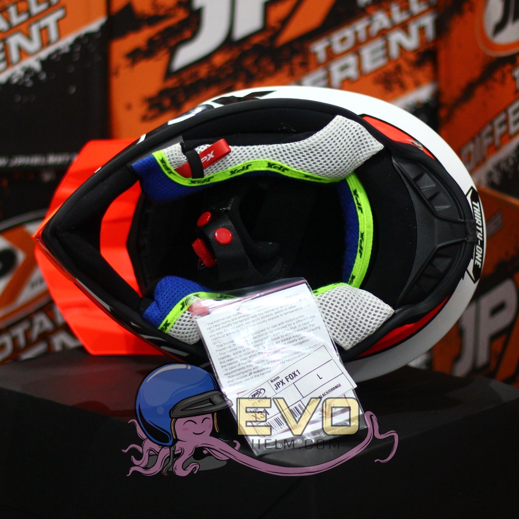 HELM JPX CROSS_FOX1 SERI X31- SUPER BLACK ORANGE + GOOGLE SNAIL (ONGKIR 2 KG) HELM JPX TERBARU