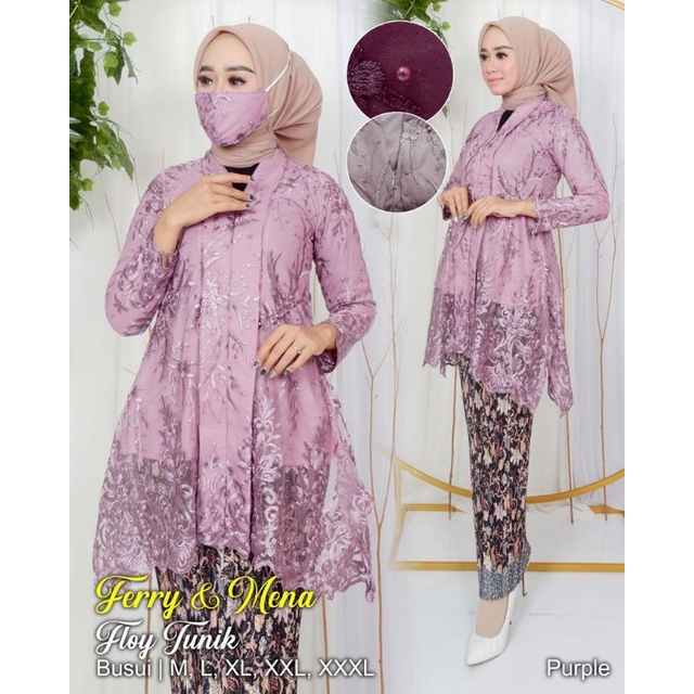 SET KEBAYA FLOY TILLE BUSUI FRIENLY - KEBAYA KARTINI - KEBAYA MODERN - KEBAYA TULLE MODIS KEKINIAN