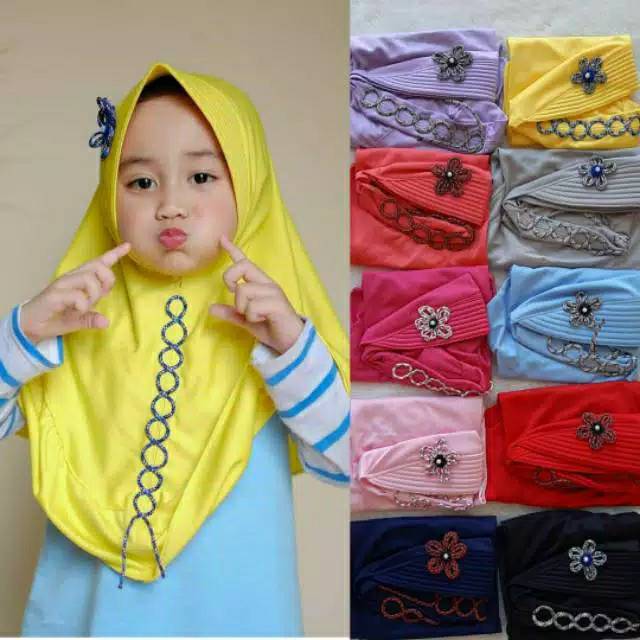 05 Hijab Anak Bunga  | All size 1 - 3 Tahun | Jilbab Turban Bando Muslimah Nissa Nisa Sabyan Jersey